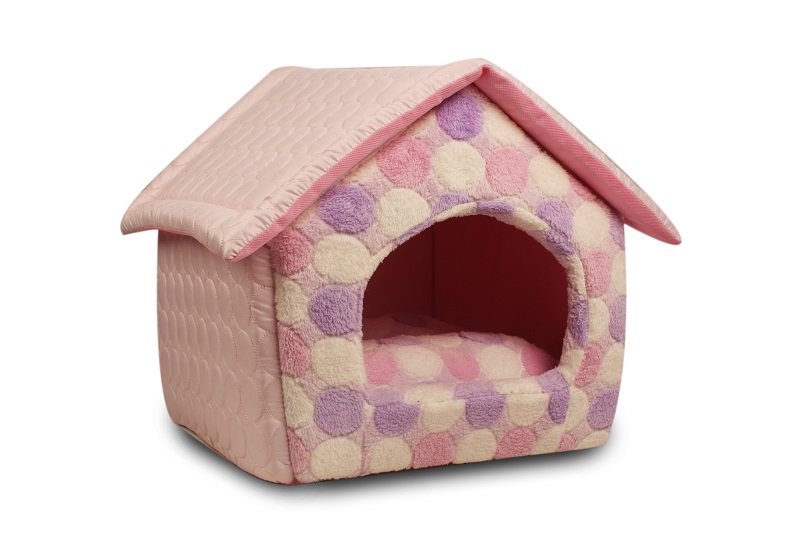 Růžový domeček pro psy - 41x39x41 cm