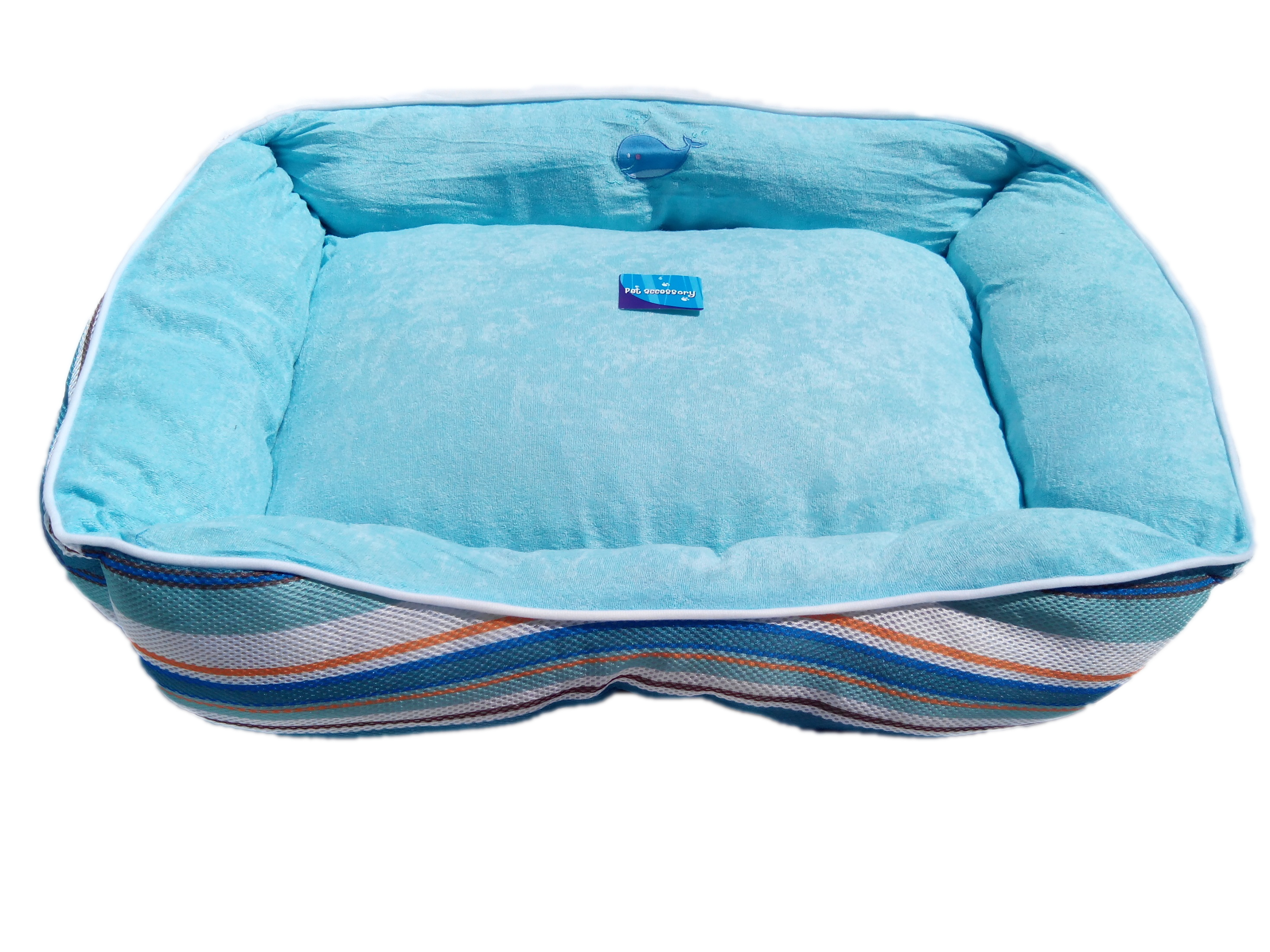 Pruhovaný pelíšek pro psa modrý - 75x58 cm