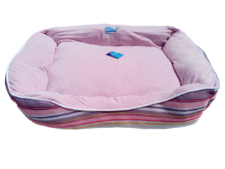 Pruhovaný pelíšek pro psa růžový - 75x58 cm