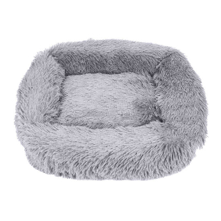 Světle šedý obdélníkový fluffy pelíšek - 100x90x26 cm